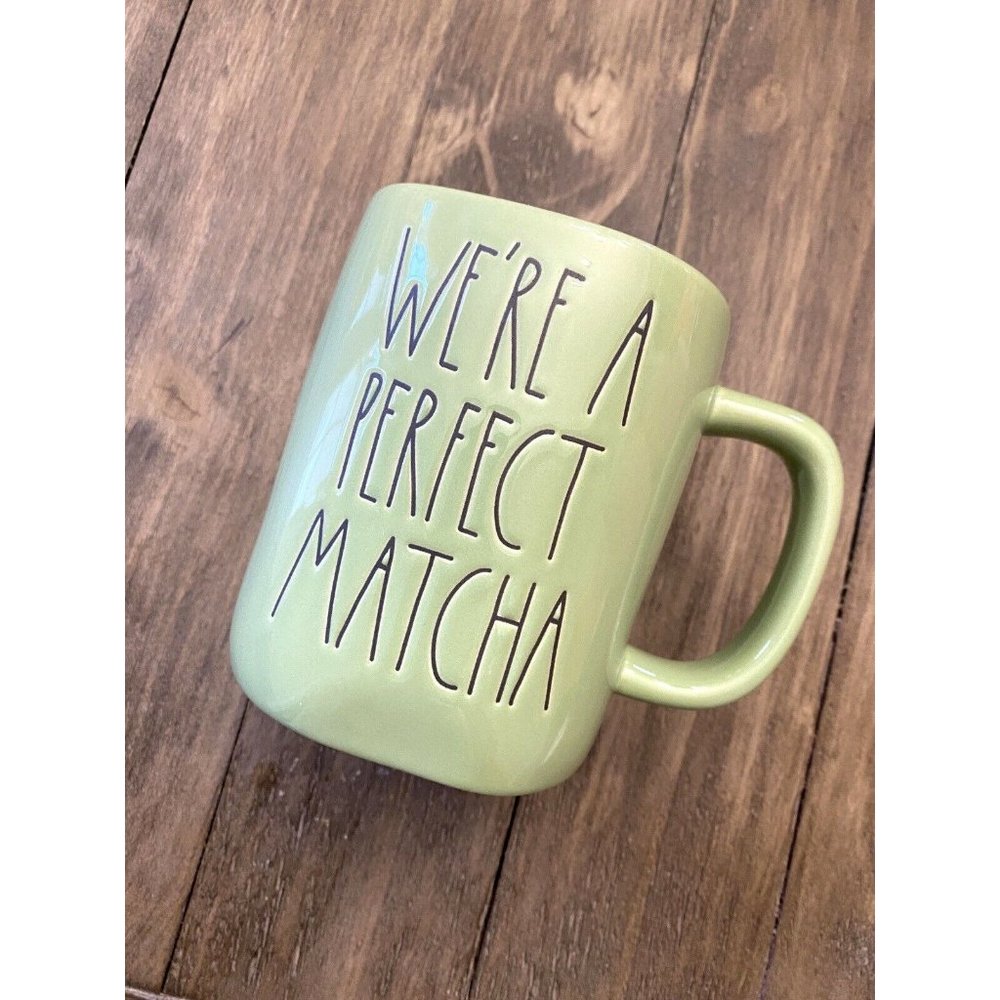 Rae Dunn WE'RE A PERFECT MATCHA Mug Green Mint LL Tea Magenta Artisan Fa…